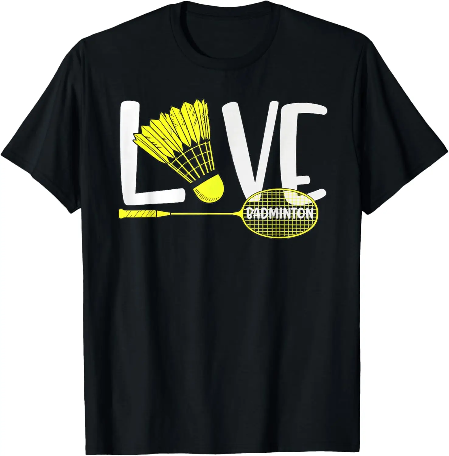 Love Badminton Cute Racket and Shuttlecock Sports Fan Player T-Shirt Streetwear Clothing Personalized T-shirt Customizable