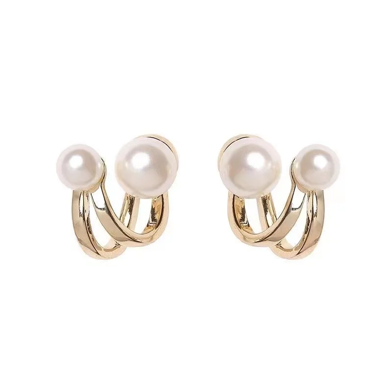 

Pearl earrings women's new French retro light luxury stud earrings high-end temperament earrings