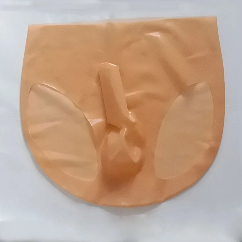 

Transparent Seamless Latex Men Sexy Briefs Tights Panty With Sheath Mid Waist Underpants Rubber Safety Panties Erotic Underwear