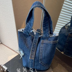 2024 Women's Blue Denim Shoulder Bag Vintage small Ladies Shopper Jeans Original Handbag Niche Embroidered Female Crossbody Bags