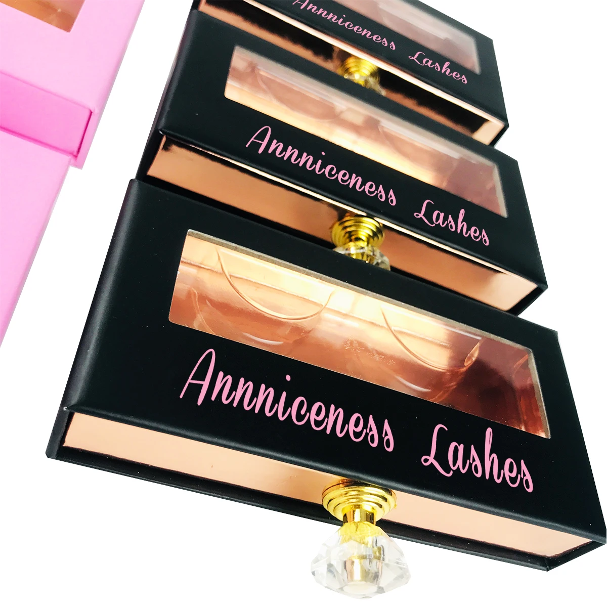 Lashes Box Case Wholesale Lash Cases Packaging Bulk Square Eyelash Case New Custom Pink Black Eyelashes Box Package With Logo