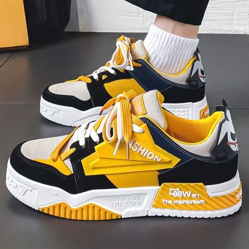 Thick soled raised board shoes for men, 2023 autumn new Korean version trend versatile and breathable sports casual dad shoes