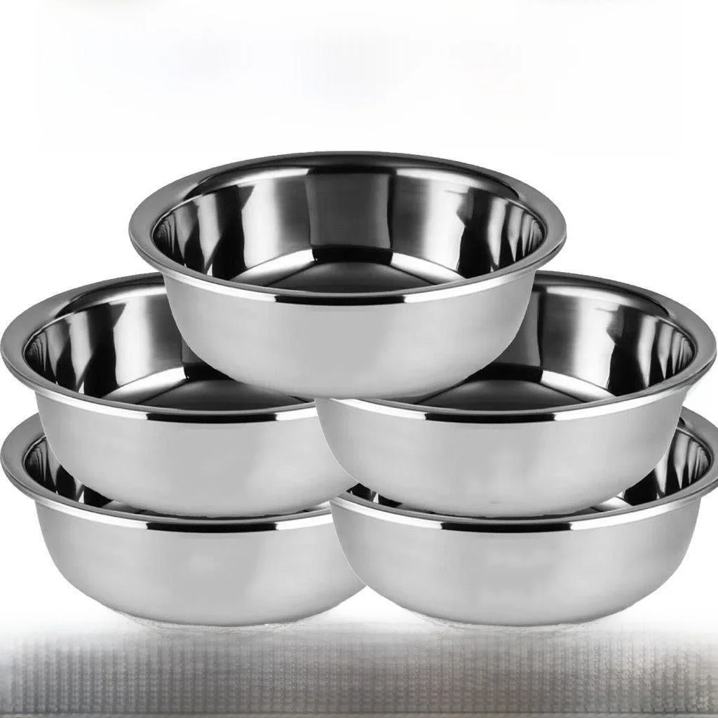 Thickened Stainless Steel Soup Bowl Dining Hall Soup Plate Large Bowl Household Baking Egg Beating Bowl Rice Bowl