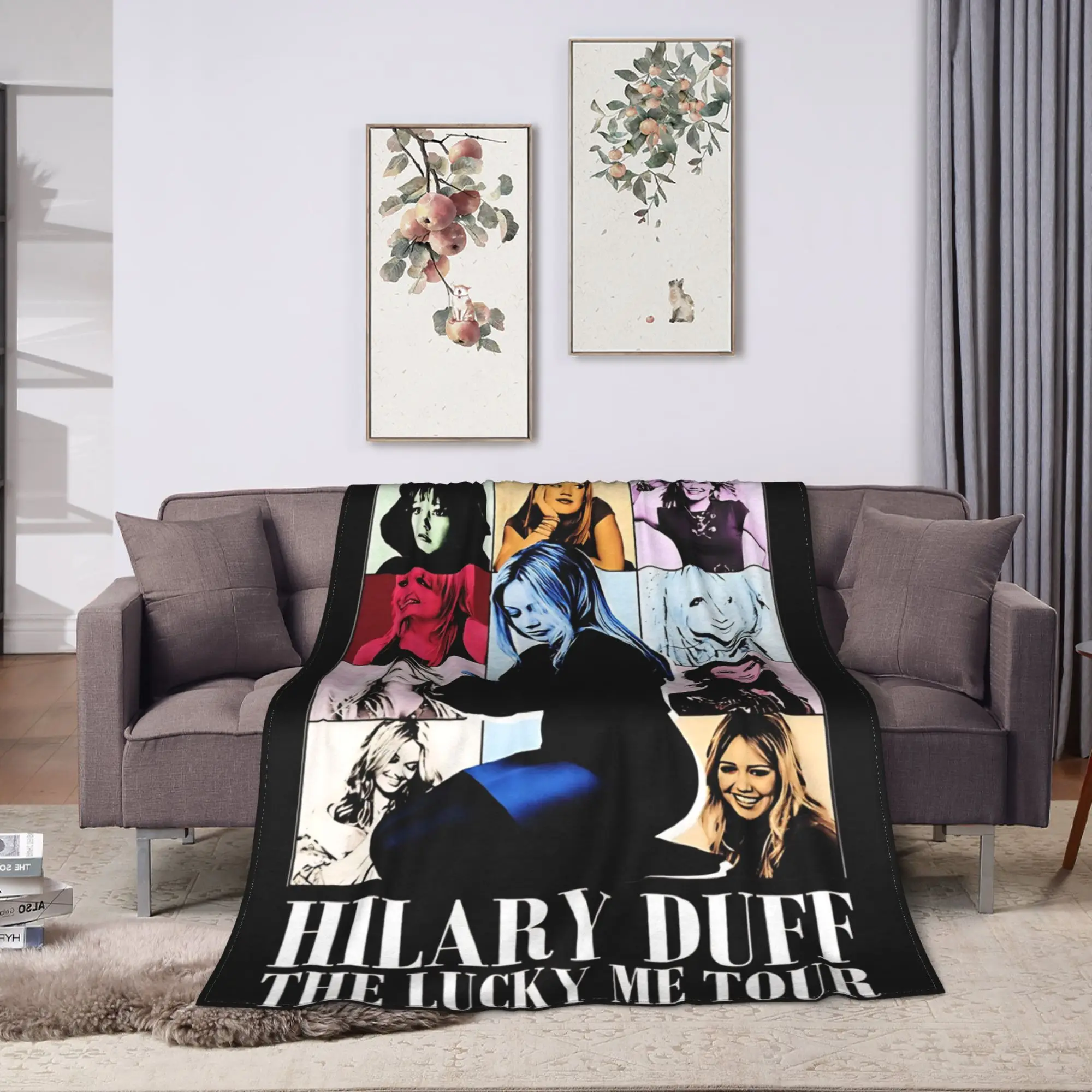 Hilary Duff Eras Lucky Me Tour Warm Soft Blanket  Travel Office Plush Throw Blanket Couch Chair Flannel Bedspread Sofa Bed Cover