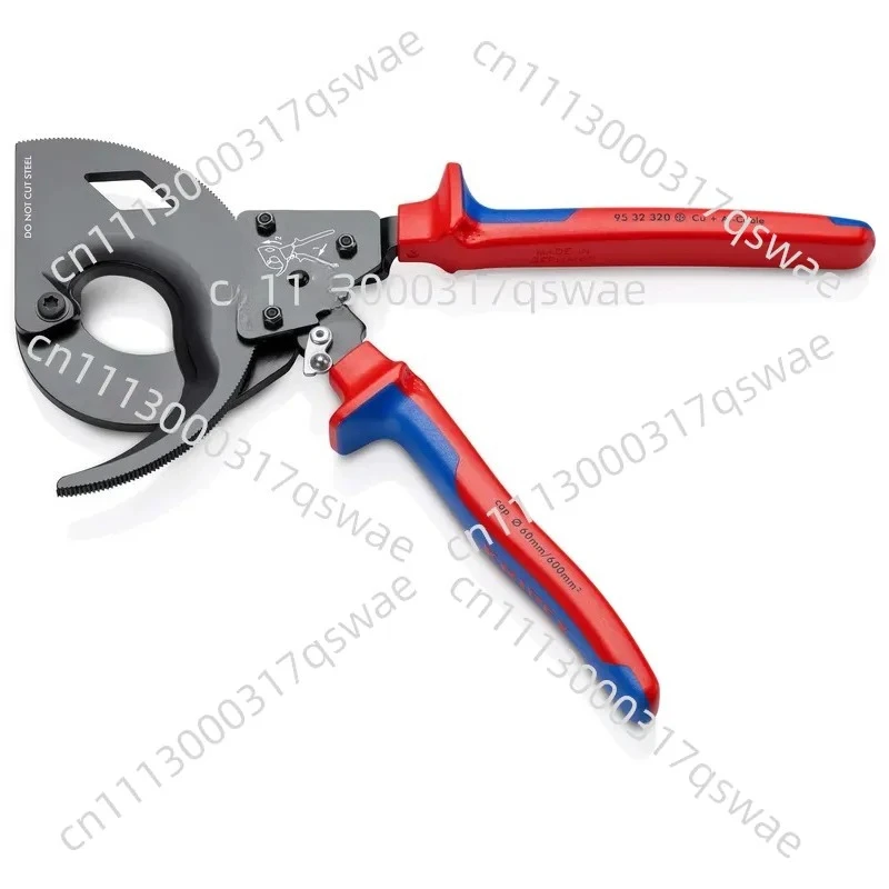 Industrial electrician scissors, gear scissors, ratchet system, three-stage gear system, soft grip handle