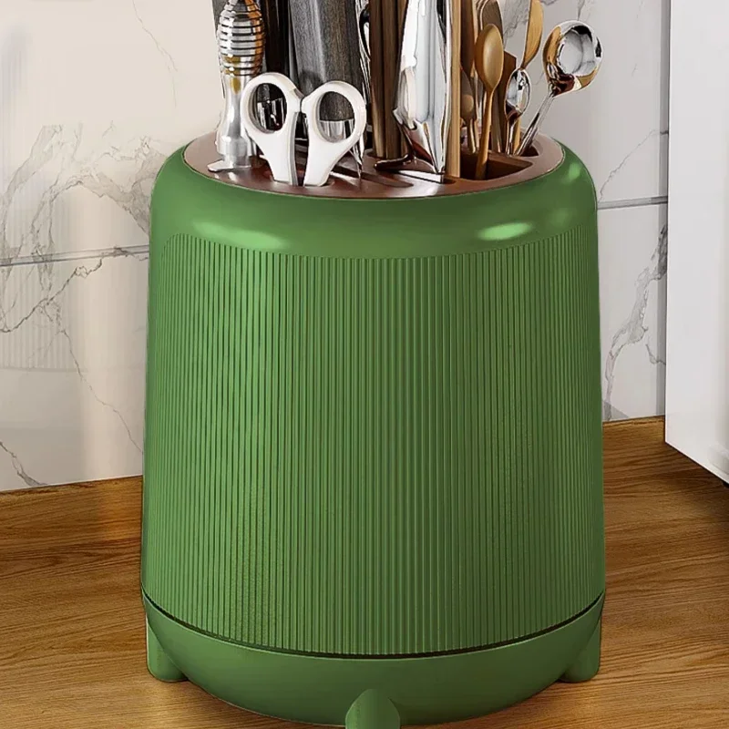 Multi-function Knife Holder, Rotatable Kitchen Organizer, Chopstick and Utensil Storage Box, Easy Clean Home Storage.