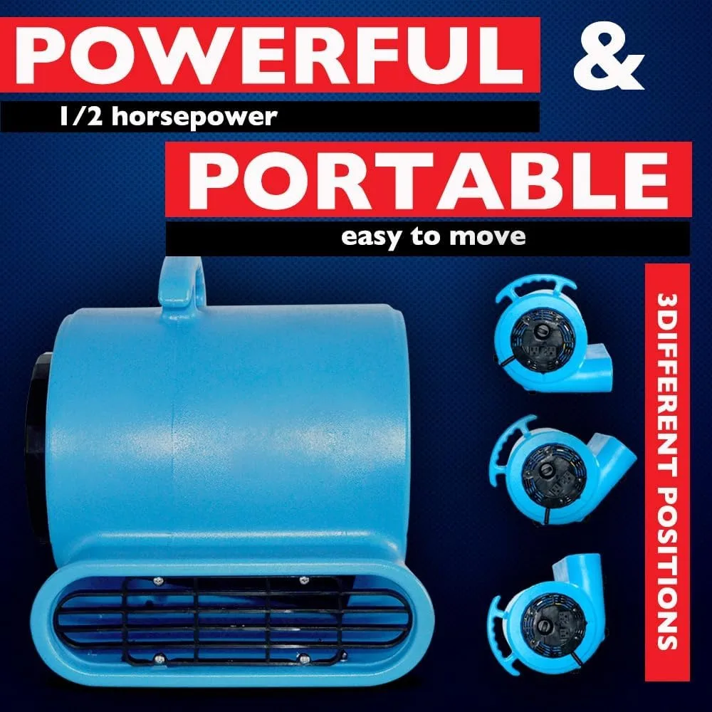 1/2마력 2800CFM 속도 에어 무버 카펫 건조기 바닥 팬 냉각 팬 - 고출력 산업용 헤비 듀티 블로워 팬