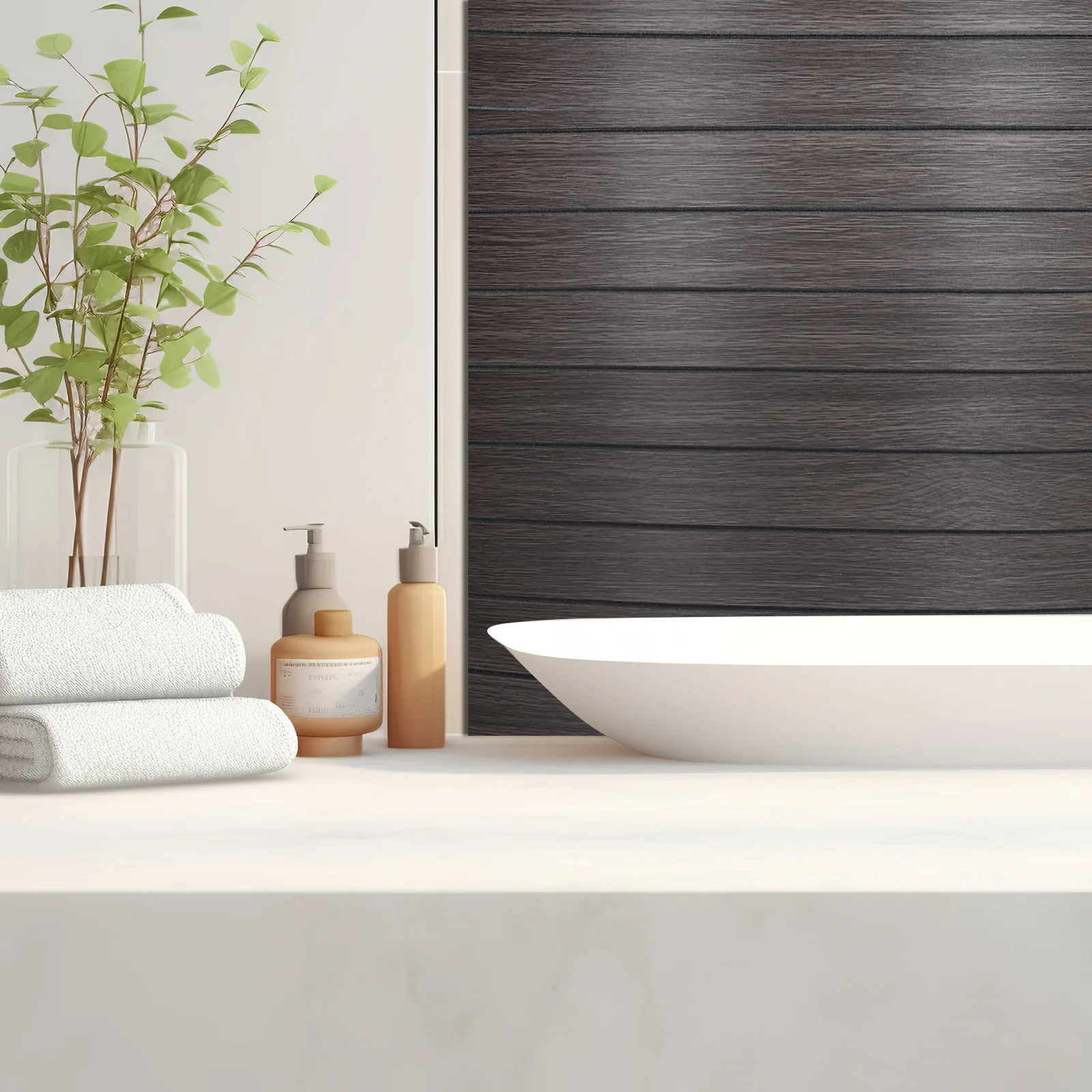 

3D Waterproof Wall Panels Self Adhesive Peel Stick Pvc Texture Panels For Bathroom Bedroom 40Cmx300Cm Dark Brown Soundproof