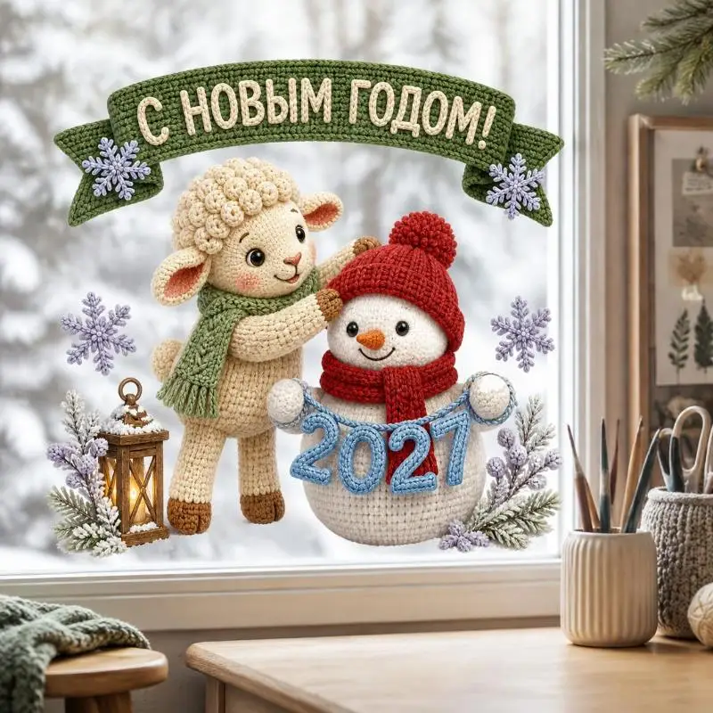Non-Toxic Sheep Christmas Window Clings Removable Waterproof Lamb Decals for Home Glass Xmas Party Decor Gift