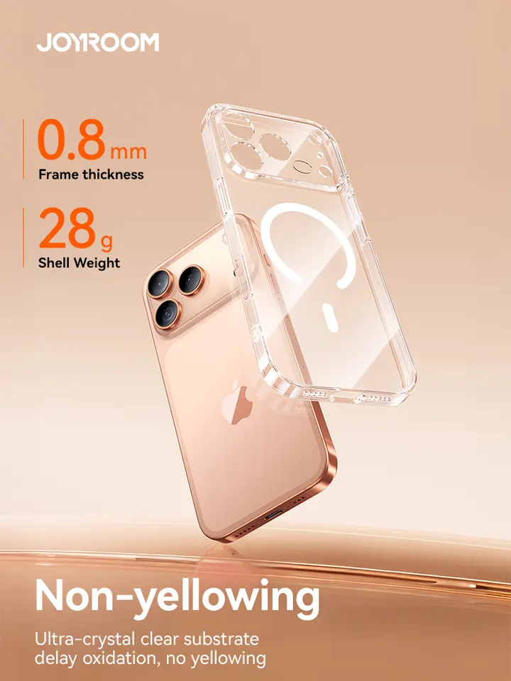Joyroom Magnetic Case For iPhone 17 Pro Max Case Anti Yellow Transparent Cover For iPhone 17 Pro Max Wireless Charger Thin Cover - 4