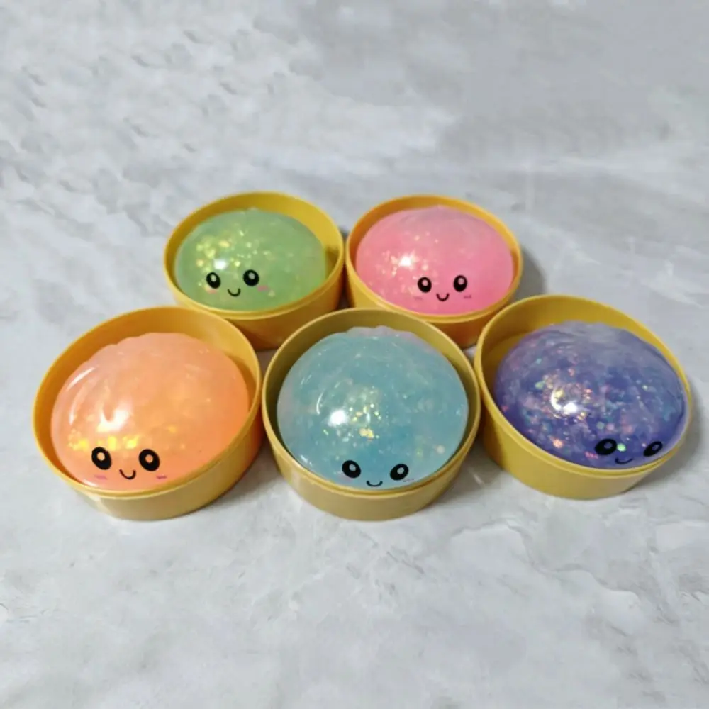 1Pc Luminous Glitter Dumpling Squishy Ornament,Noctilucent Slow Rebound Pinch Decor,Sensory Stress Relief Desktop Present
