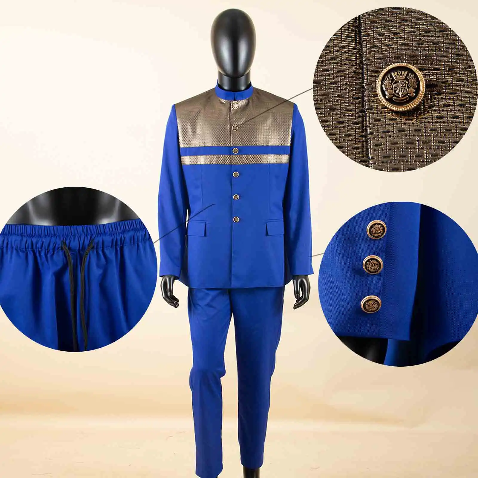 African Clothes for Men Business Suits Single Breasted Lined Slim Fit Blazer and Pants Set Dashiki Attire Formal Outfits 2516040