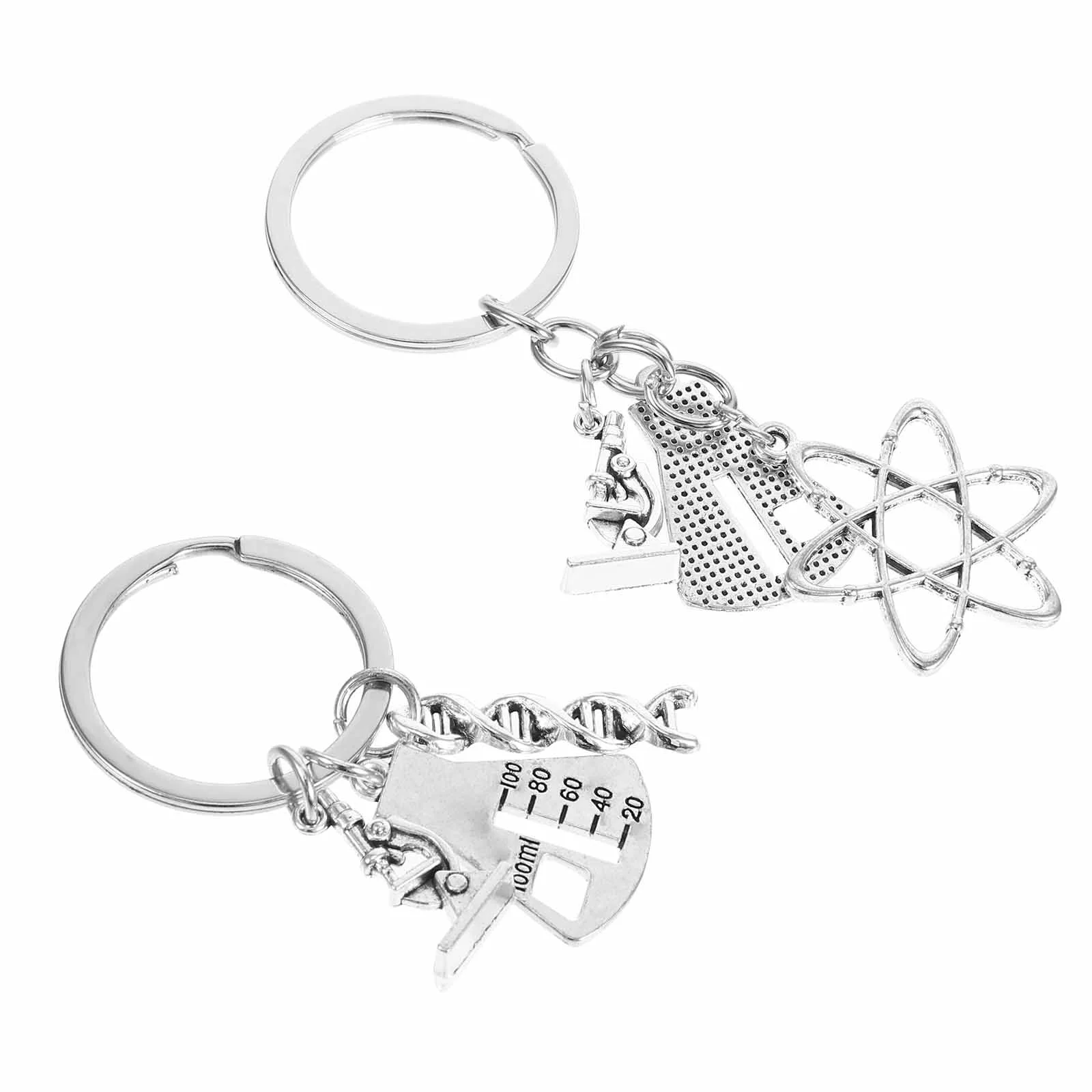 2 Pcs Gifts Microscope Decorative Keyring Chemical Themed Keychain Major Symbol Charm