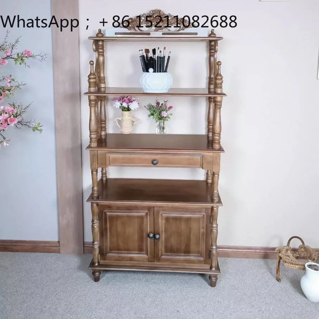 SCY multi-layer cabinet antique storage bookshelf solid wood floor shelf living room Bogu shelf