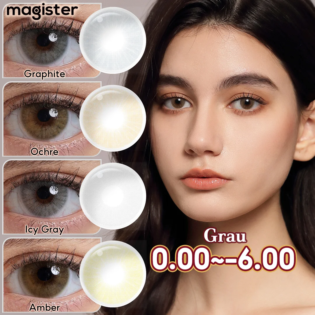 (0.00~-6.00) Lentes de Contacto de Color MAGISTER de 14.00mm con Dioptrías, Lentes de Contacto Naturales con Imitación de Iris, con Graduación, 6 Meses