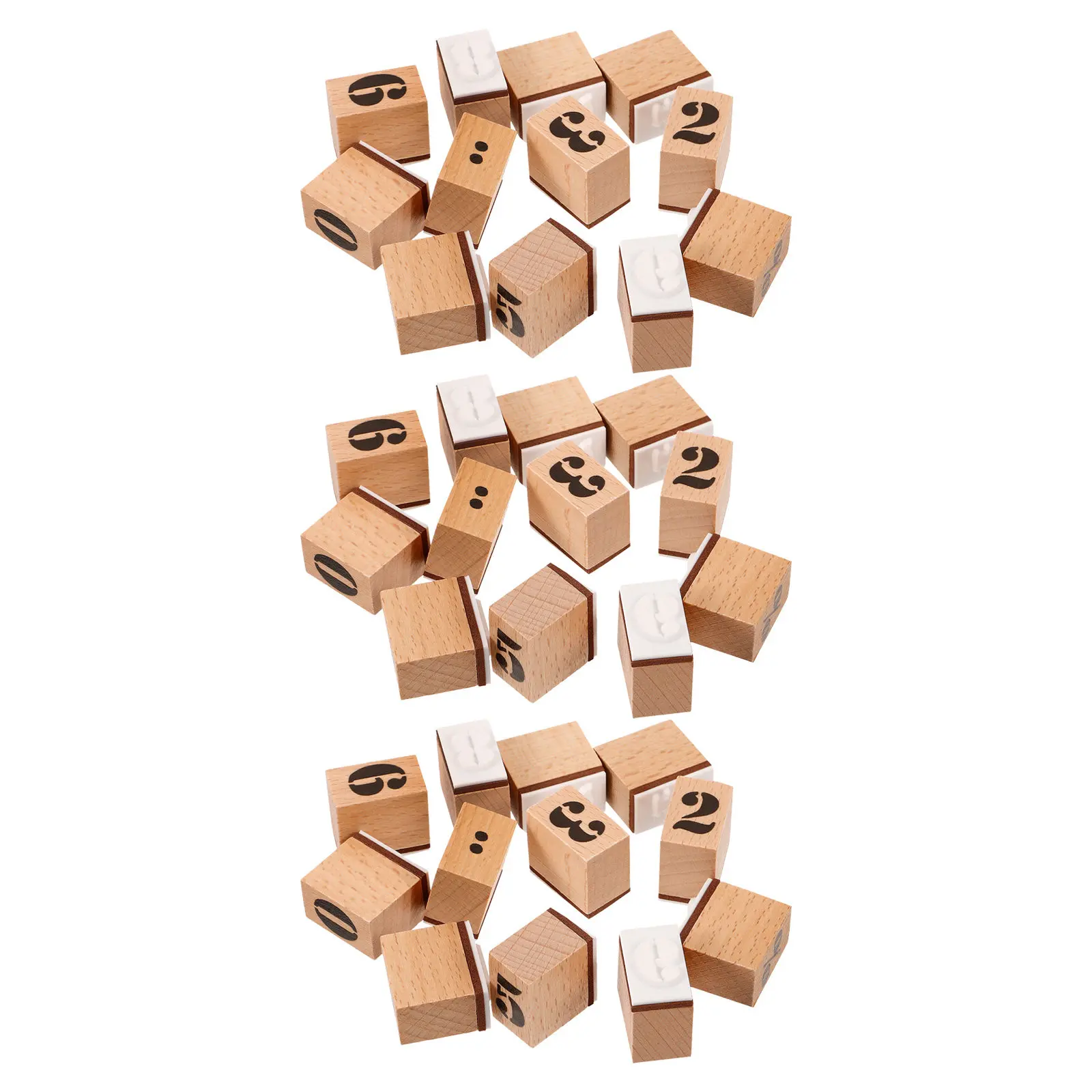 36 Mini Sellos de Números de Madera 0-9 para Manualidades