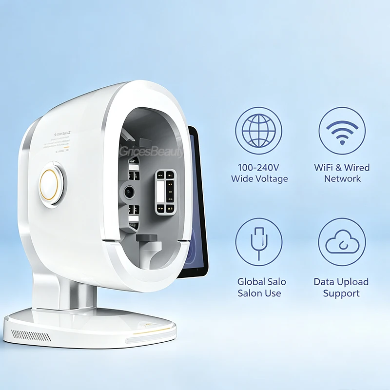 K33 AI Intelligent Skin Analyzer Machine 3 Cameras Multispectral Light Source 15.6 Inch Touch Screen WIFI Wired Network Connect