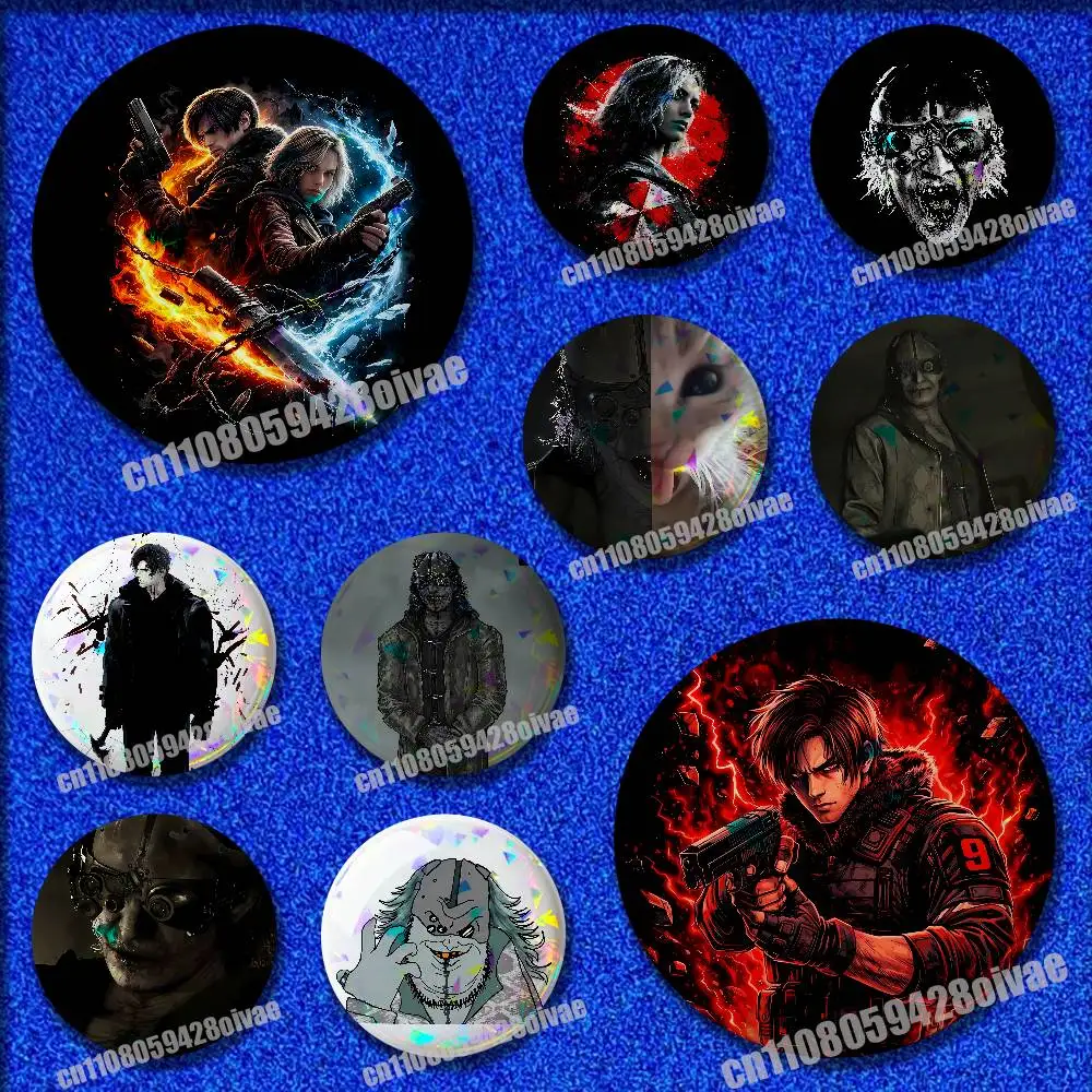 

For R-Resident Evil requiem Grace Ashcroft Leon S Kennedy Victor Gideon Emblem Round Pins Insignia Badge Case Ornament Souvenir