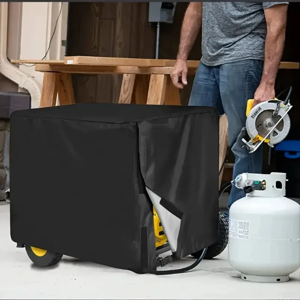 The Durable and Versatile Generator Cover Is Suitable for Most Models with Power Ranging from 5,000 to 10,000 Watts, in Black.