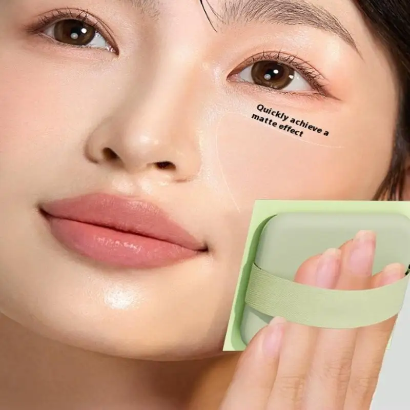 100 Sheets Oil-absorbing Paper With Mirror Case &Puff Portable Oil-holding Bamboo Charcoal Tea Paper For Oily Skin Makeup