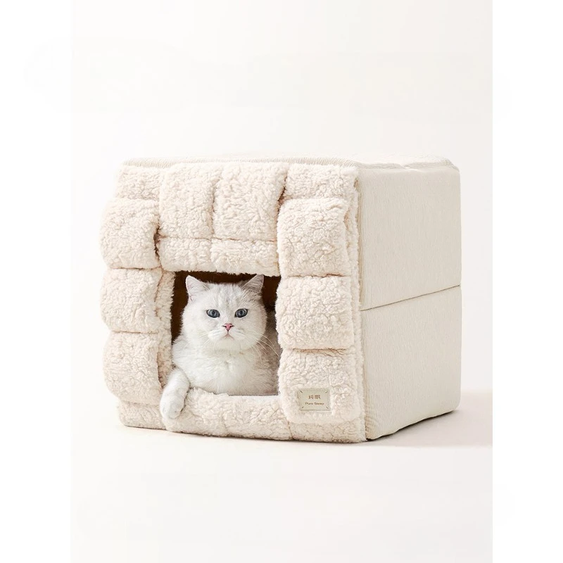 

Теплая зимняя лежанка-домик для кошек и маленьких собак, всесезонная.