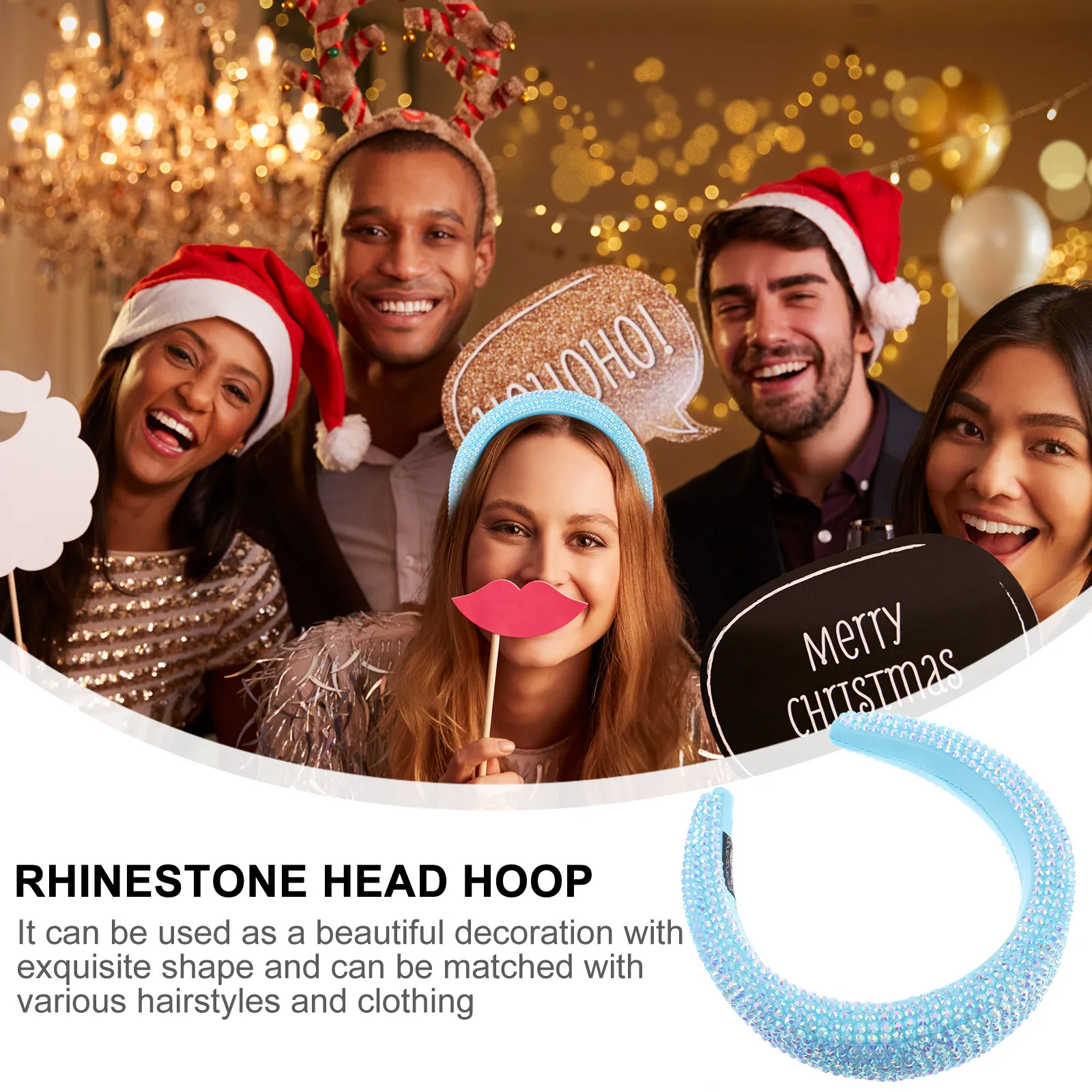 

Обруч для волос со стразами, широкий ободок, высококачественные материалы, яркий декор, украшение для создания праздничной атмосферы, женский головной убор со стразами