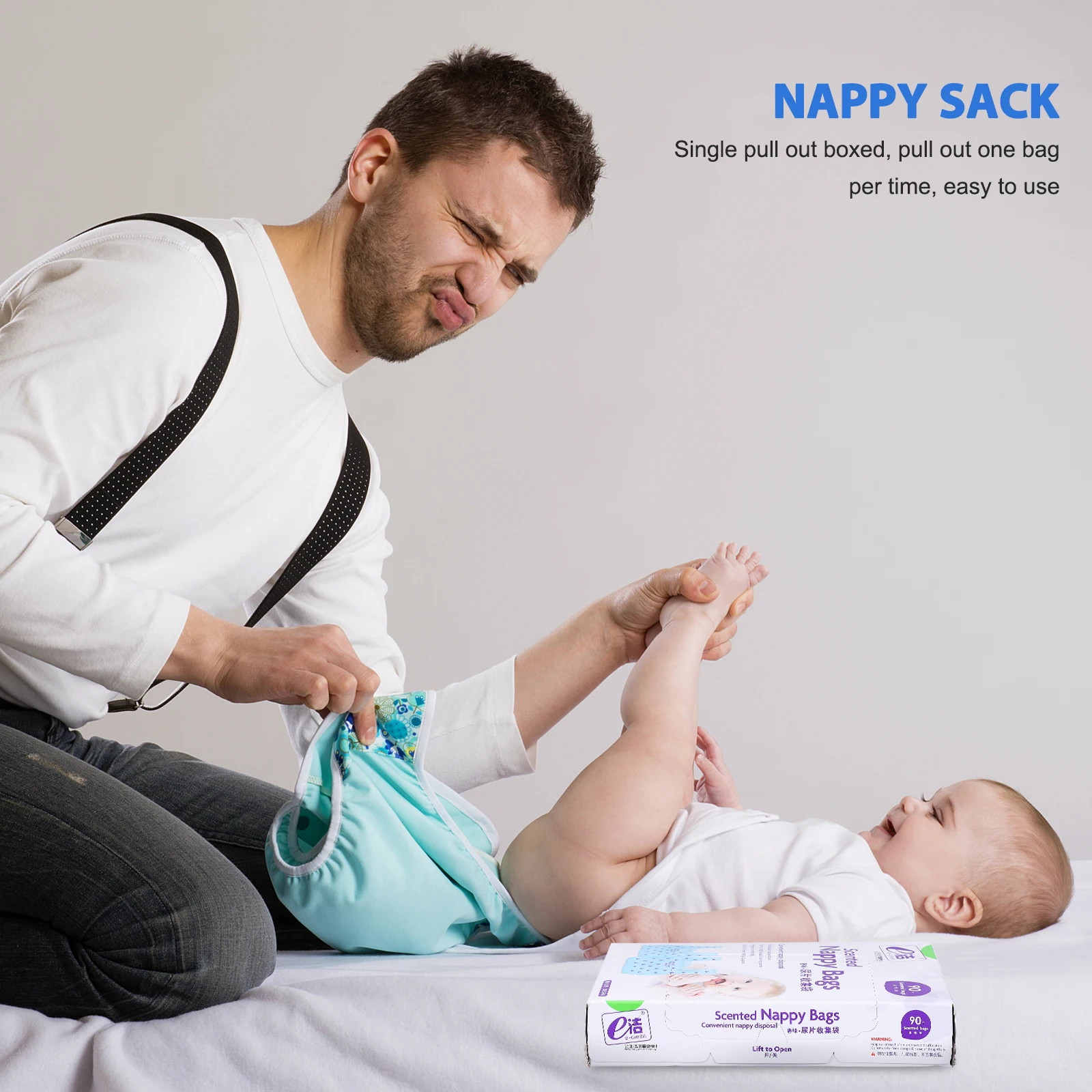 90pcs/Box Disposable Trash Bags Fragrance Diaper Scented Nappy Bags Nappy Sack Collection Bag Vest Bag Boxed Pull-Out Type