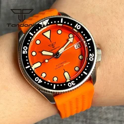 Tandorio NH35A Orange Dial Auto Date 37mm 200M Luminous Automatic Dive Watch for Men Lady Sapphire Glass Ceramic Rotating Bezel