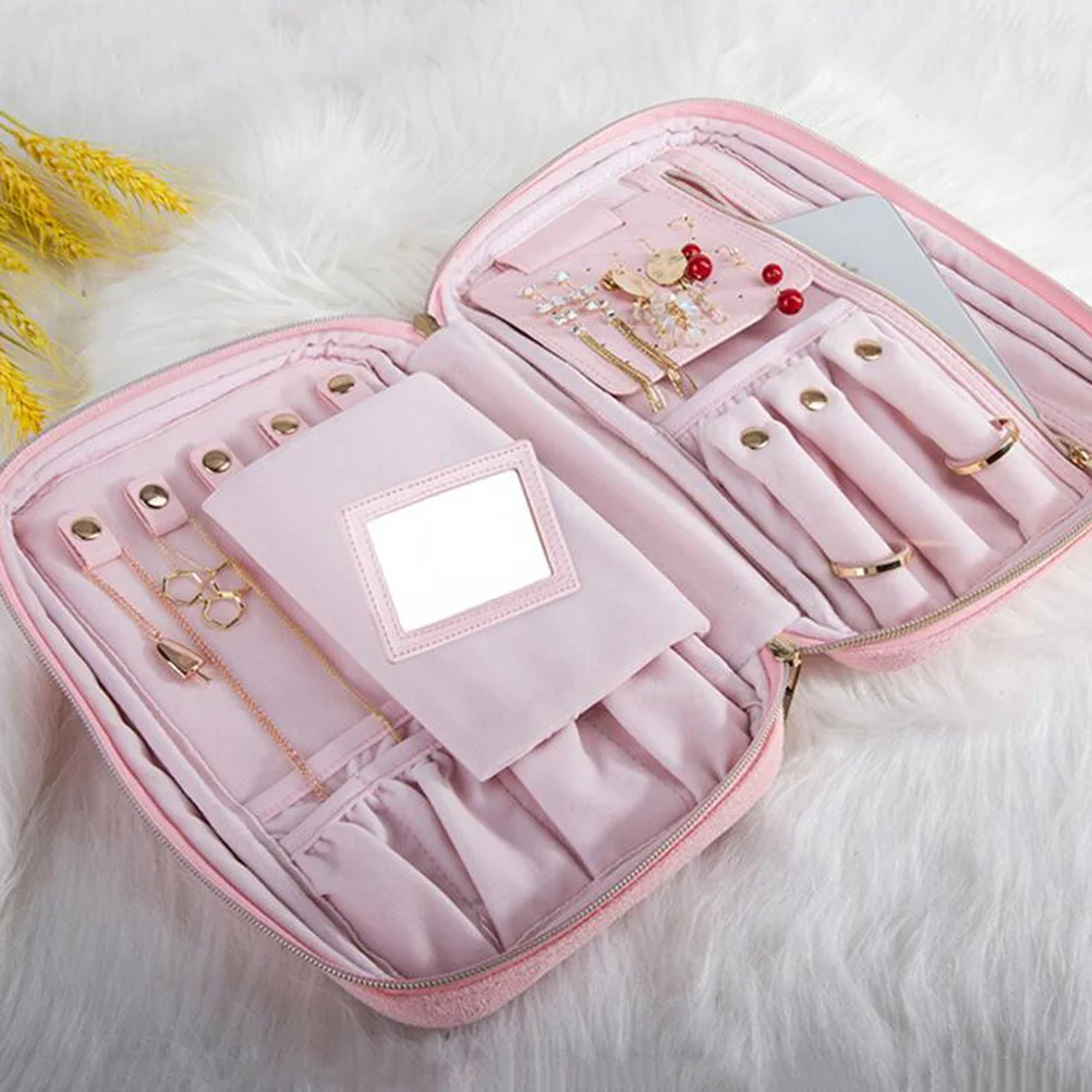 

Hanging Travel Jewelry Organizer Storage Bag Multifunction Pouches for Pink Jewellery