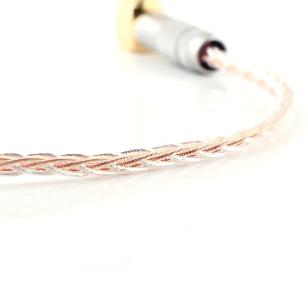 Hifi 8Croes Copper Silver Mixed 3Port 3.5mm Right Angle Male to Male Replacement for Headphones, iPods, iPhones, iPads