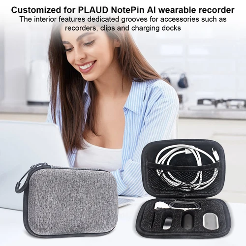 Imagen 2 del producto Bolsa de almacenamiento para PLAUD NotePin grabadora de voz Estuche de transporte bolsa protectora organizador Notebook adaptador de corriente estuche de almacenamiento bolso