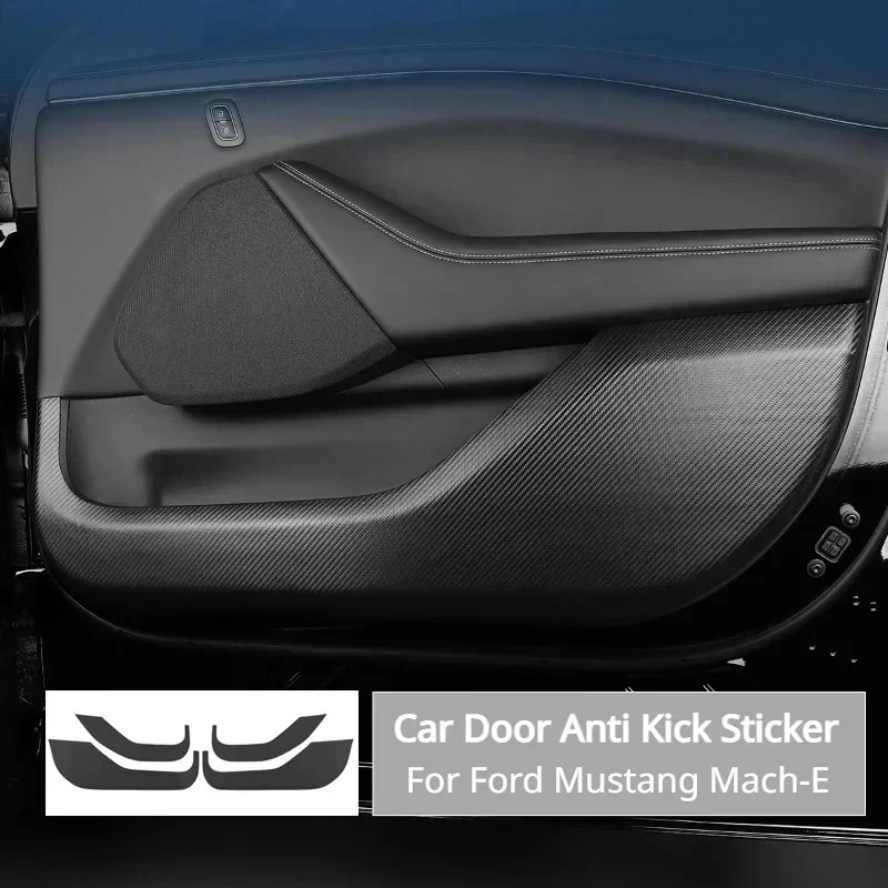 For Ford Mustang Mach-E Door Anti-kick Pad Sticker Kids Anti Kick Anti-Dirty Leather Protective Cover Film Car Interior Stickers