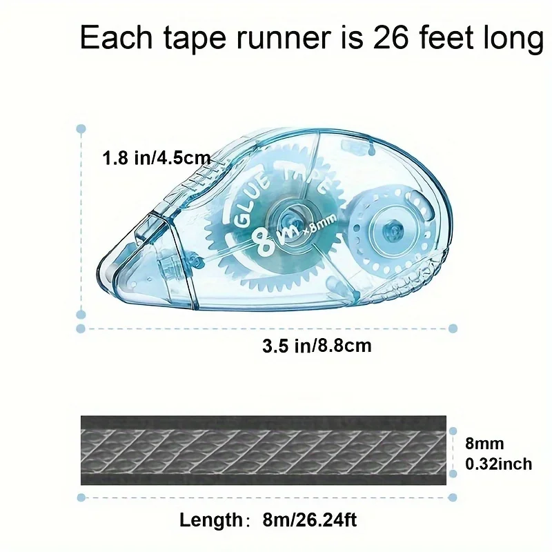 1pc Glue Tape for Scrapbooking, Double Sided Tape Roller for Crafts, 7.92meter X 0.79cm Adhesive Tape Glue Runner