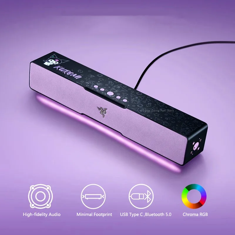 Razer PC Gaming Soundbar Sanrio Kuromi Edition بلوتوث ستيريو RGB كمبيوتر محمول الهاتف المحمول أقراص الكمبيوتر سماعات المسرح المنزلي