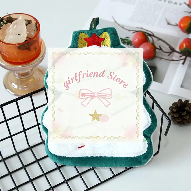 جديد عيد الميلاد منشفة اليد معلقة نوع سميكة المرجان الصوف منشفة المطبخ ماصة التجفيف السريع خرقة الكرتون منشفة اليد #1
