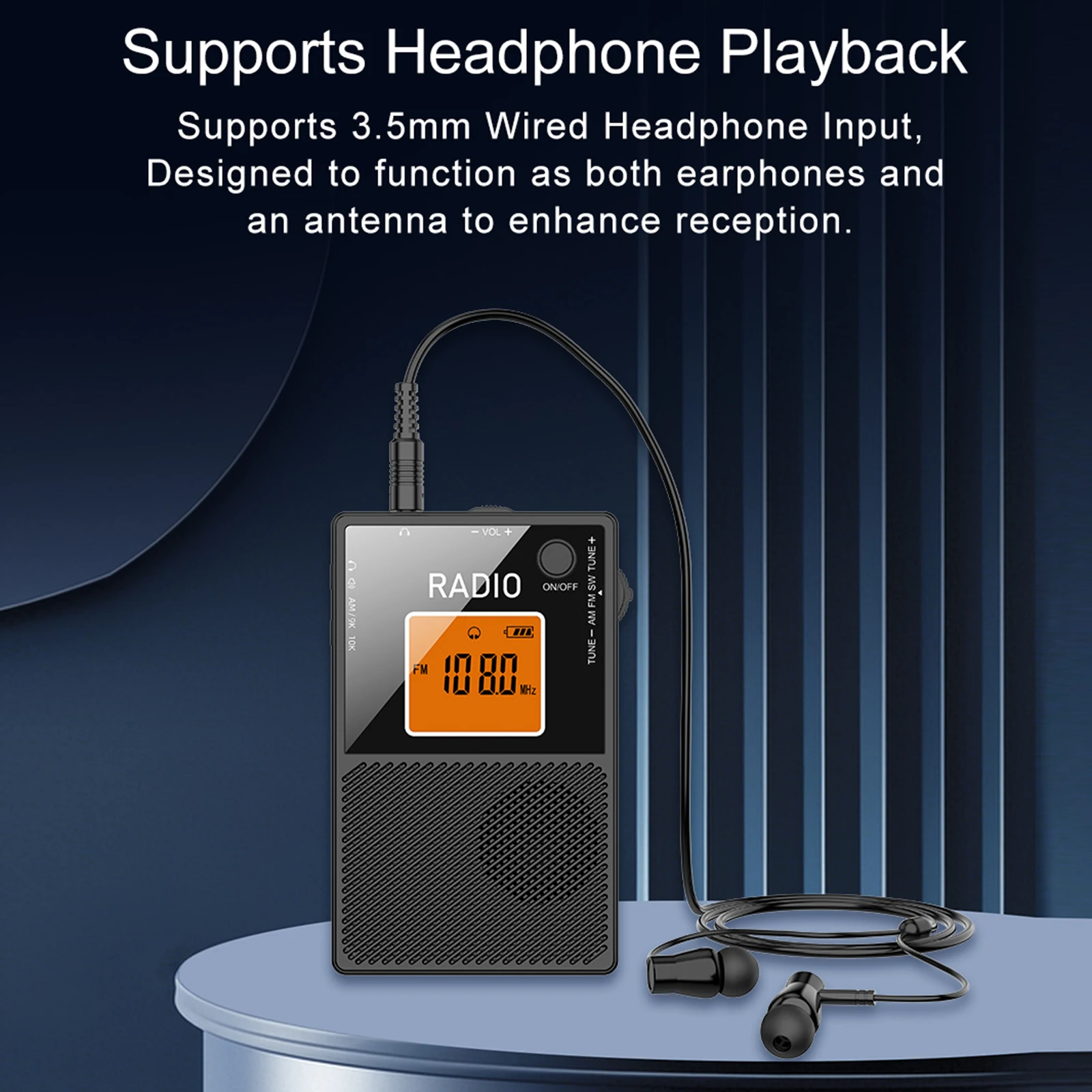 휴대용 라디오 타입-C 충전 스테레오 사운드 스피커 홈 오피스용 LCD 백라이트 디지털 라디오 수신기