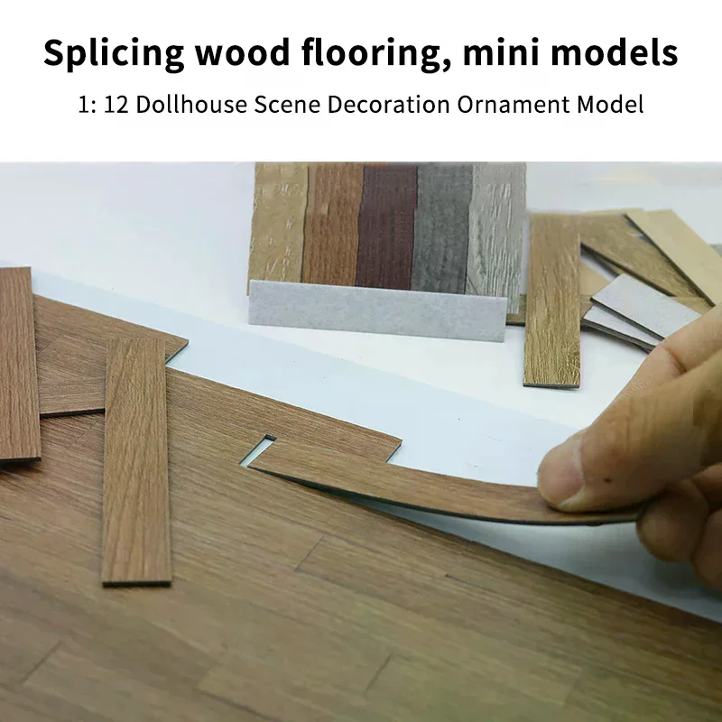 10 قطعة لوحات أرضية صغيرة لبيت الدمى أرضيات خشبية مصغرة لأثاث بيت الدمية 1:12 ديكور أرضية الحائط #2