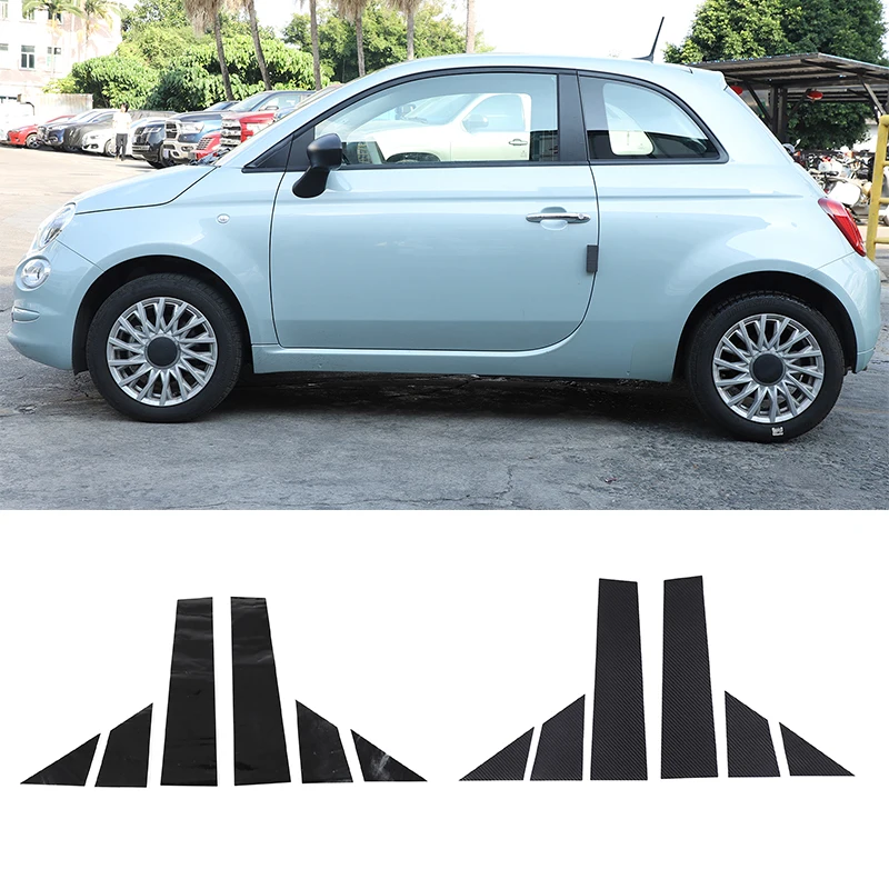 

Matte Black Carbon Fiber Pattern Window Door Column B C Pillars Post Cover Trim For Fiat 500 Abarth 595 2012-2023 Accessories
