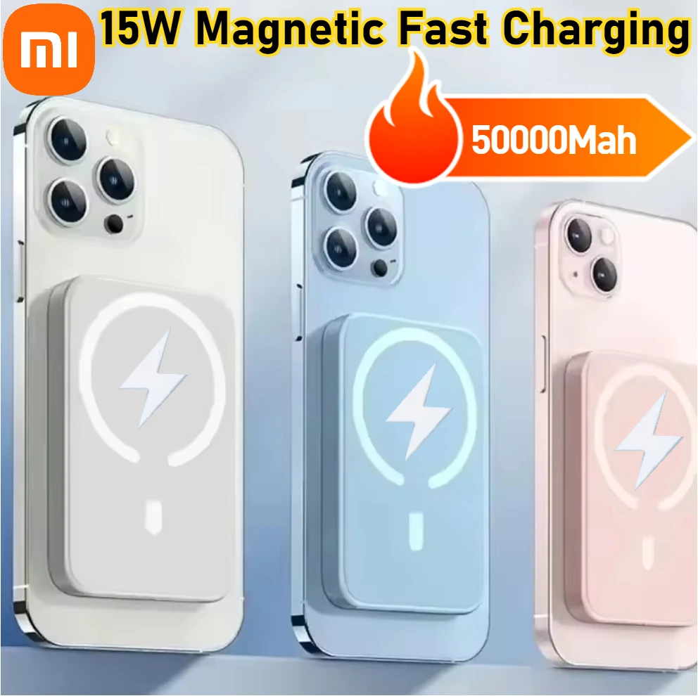 Xiaomi Brand Large Capacity 50000mAh 15W Fast Charging Wireless Magnetic Power Bank Portable Battery Pack For iPhone 17 Samsung - Image 2