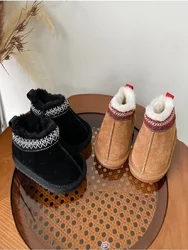 Taglie 22-37 scarpe di peluche per bambini inverno nuove scarpe di cotone da neve scarpe da passeggio con suola morbida per ragazze scarpe Casual per ragazzi colore cammello nero