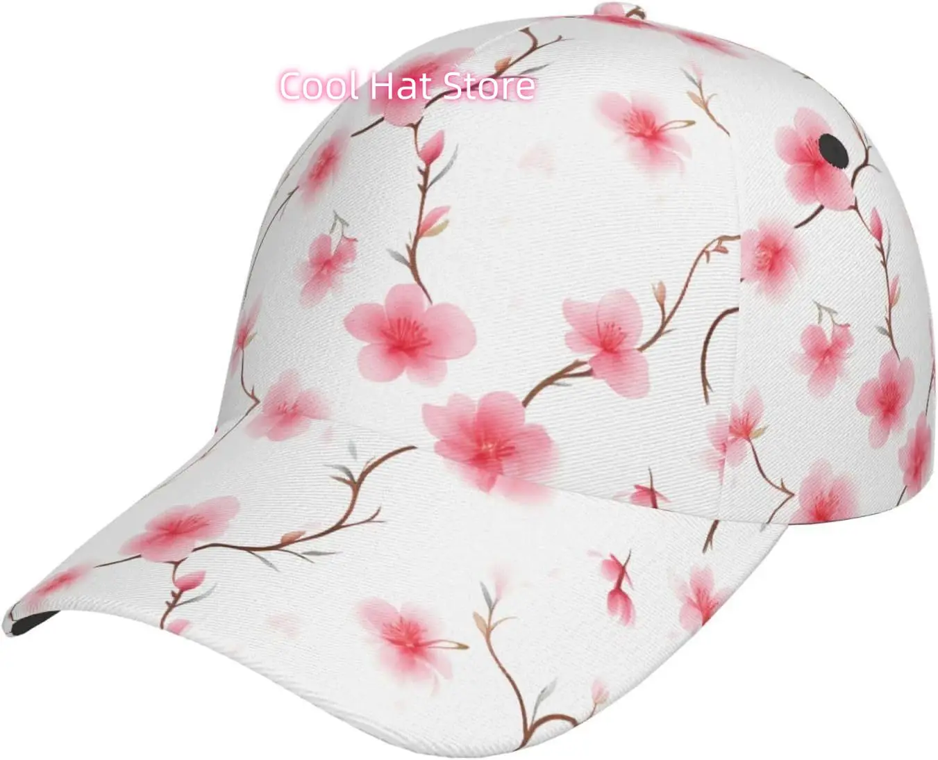Flowers and Branches Pattern Baseball Cap Adjustable Cotton Baseball Hat for Sports, Outdoor, Travel Gifts for Men Black