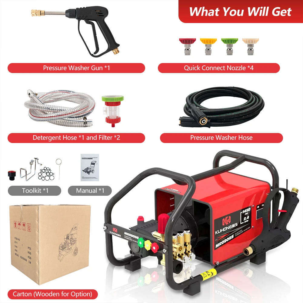 كوهونج 110Bar 1600psi المحمولة 220 فولت غسالة الضغط العالي الكهربائية