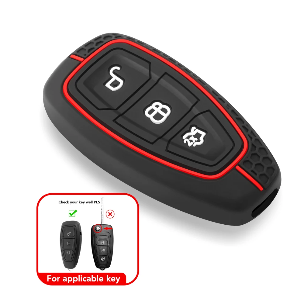 Funda de silicona para llave de coche, carcasa para Ford Kuga Focus Mk3 Mk4 Mondeo Fiesta Titanium Ecosport Transit MK8, accesorios remotos