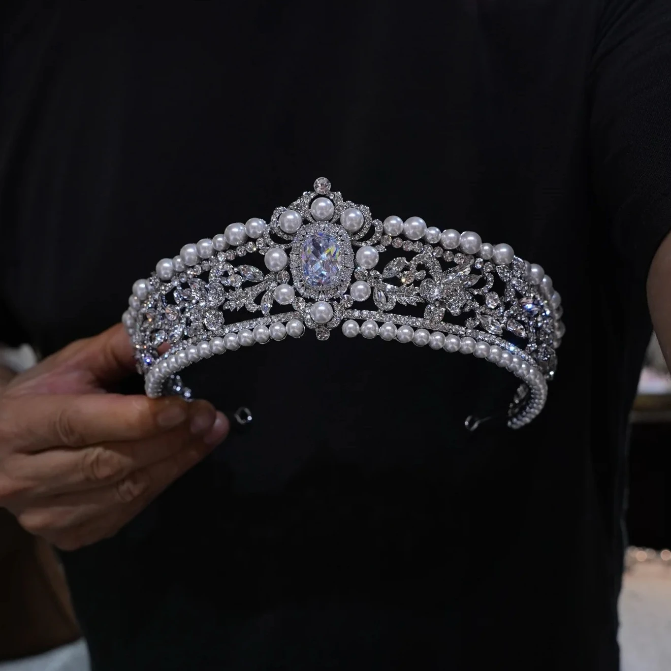 

Purple Vintage Zircon Crystal Bridal Headband Evening Leaves Design Wedding Tiaras Bridesmaid Hair Accessory for Brides