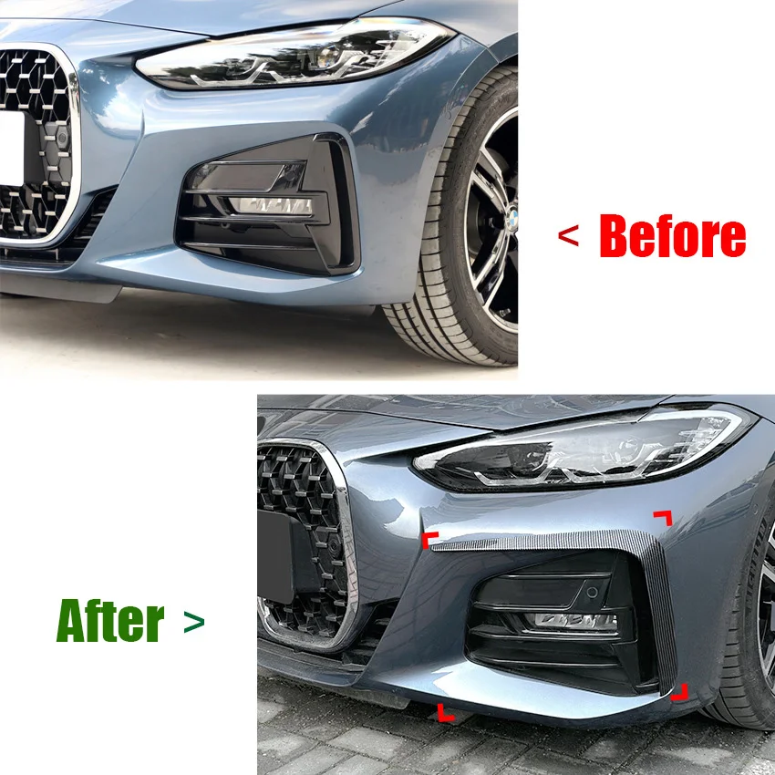 For Bmw 4 Series G22 G23 M Sport 2020-2023 Auto Front Bumper Lip Spoiler Front Fog Light Frame Covers Front Fog Lamp Trim Kits