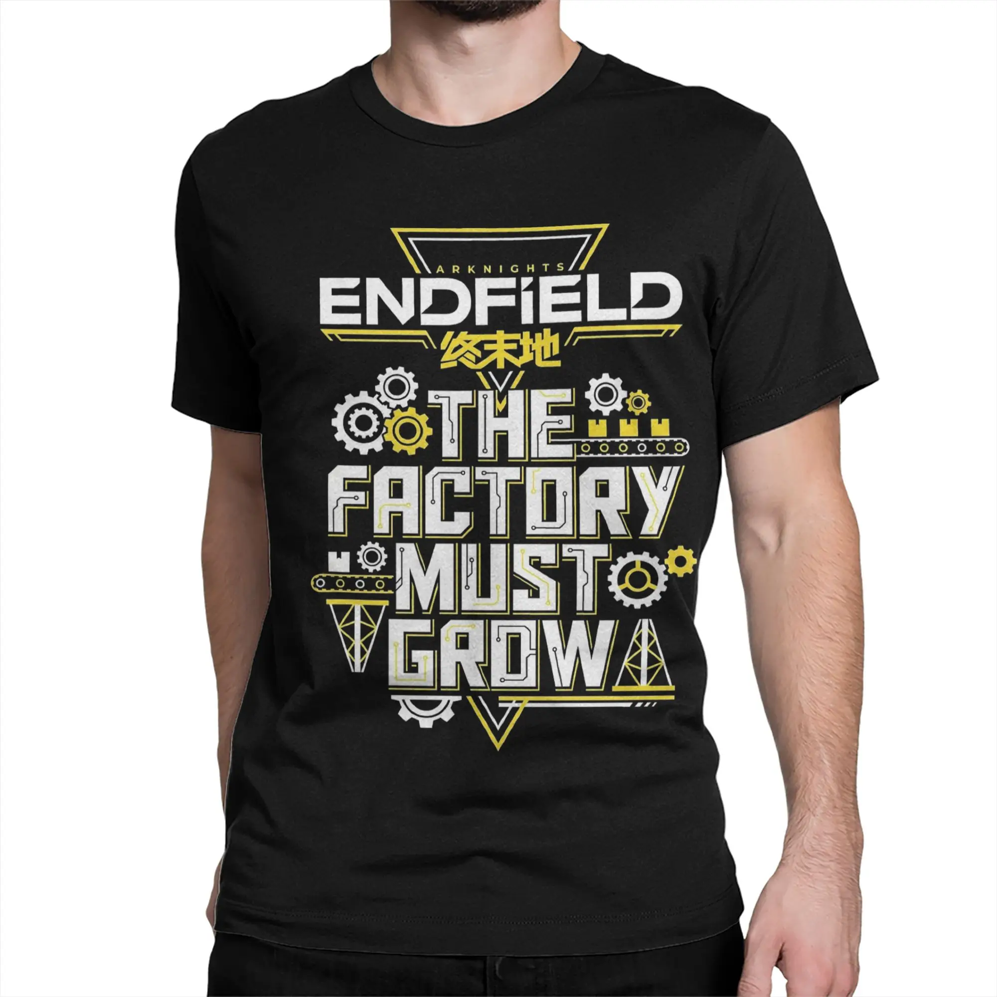 Arknights Endfield The Factory Must Grow Meme Factory Expansion T-Shirts Men Cotton Tee Shirt Round Neck T Shirt Summer Tops