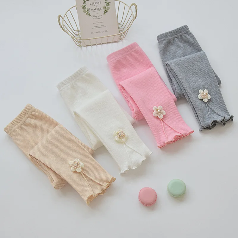 Baby Girl Leggings Pants Autumn Baby Pantyhose Child Toddler Pant Flower Cotton Knitting Trousers For Kid Infant Legging Spring