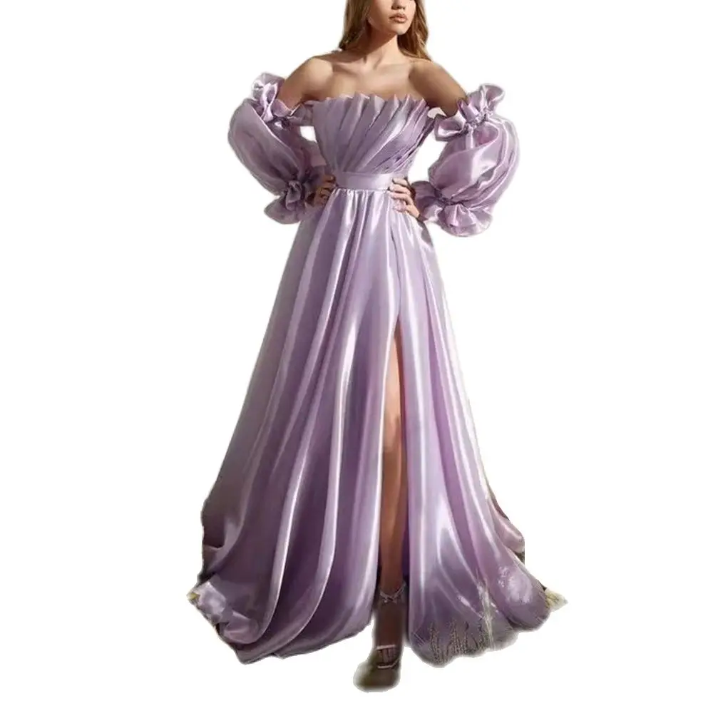 Robe de Rhlongue élégante pour femmes, col festonné, longueur au sol, robe trapèze, soirée de Rh, gala de mariage, événements spéciaux, Maxi, 2024