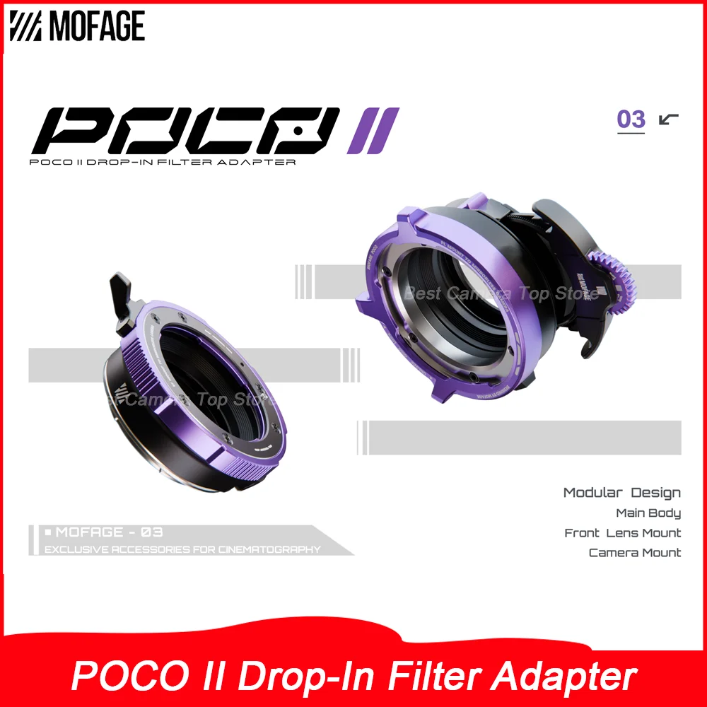 MOFAGE POCO II Drop-In Filter Adapter Kit for PL EF Lens to Sony E Canon RF Nikon L Fuji X Kine Mount Camera Lens Converter