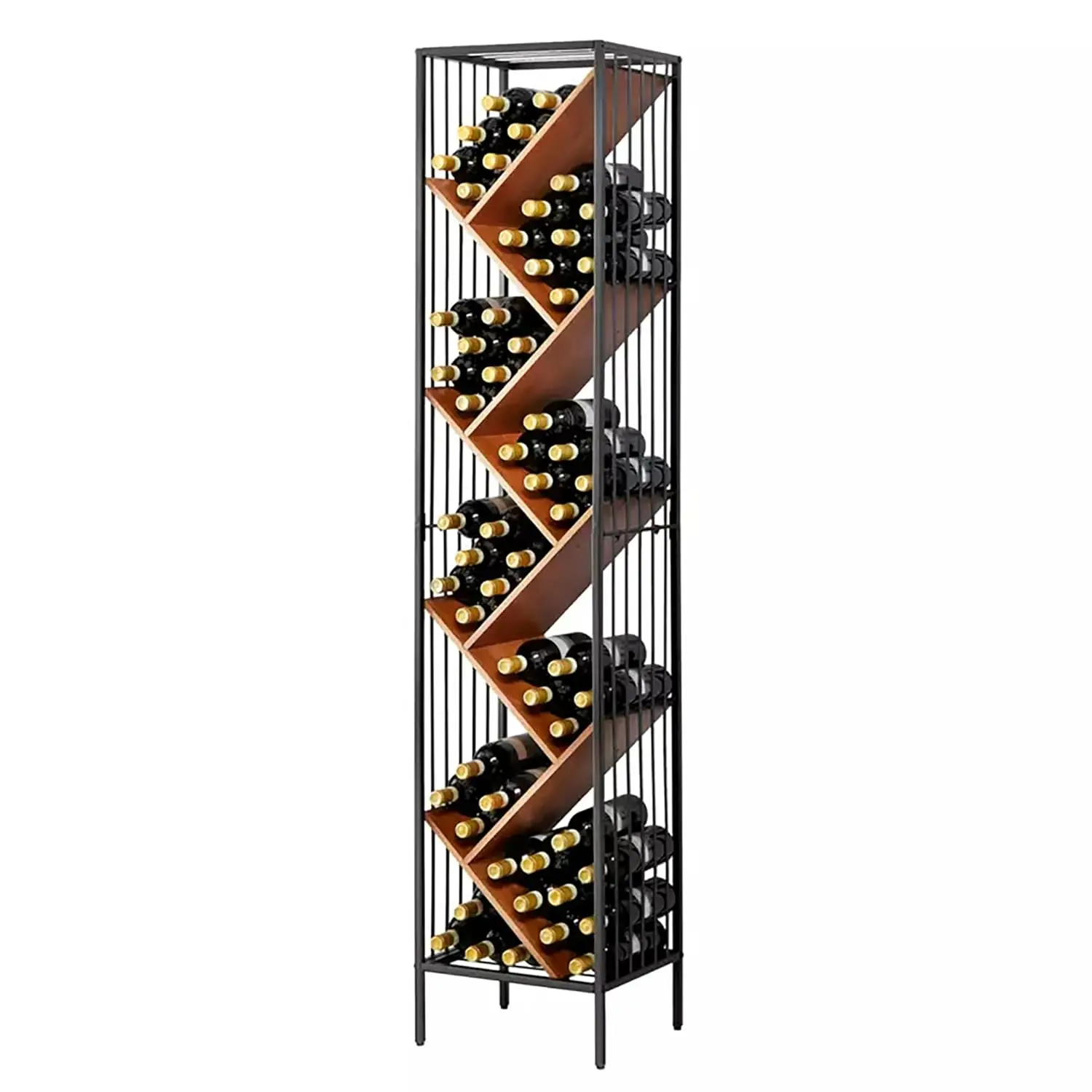 

Modular Metal & Pine Wood 78-Bottle Wine Rack - Modern Minimalist Standing Organizer & Storage Display,, Customized